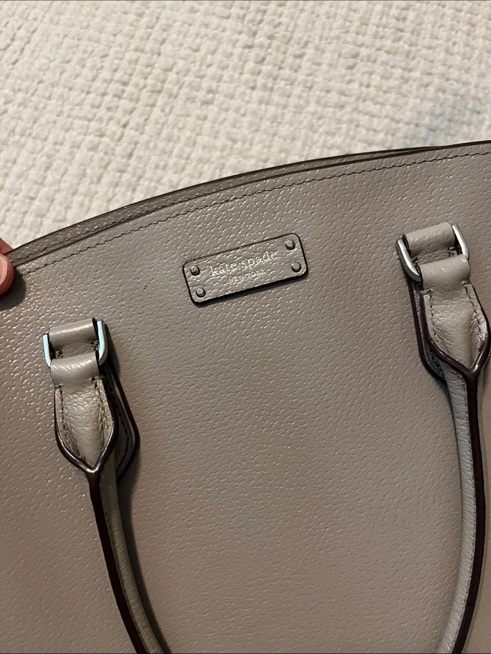 kate spade Taupe Gray Pebbled Leather Satchel - Picture 5 of 8